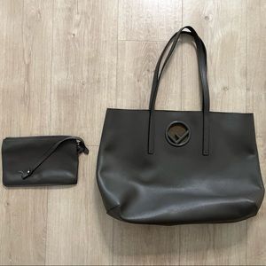 Calf Leather Fendi Tote Handbag with mini pouch
